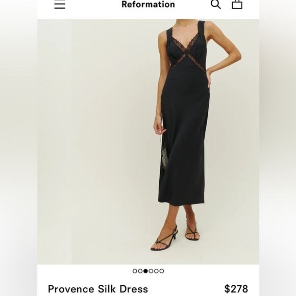 Reformation Provence Silk Lace Cut Out Open Back Midi Maxi Dress Black - Picture 15 of 16